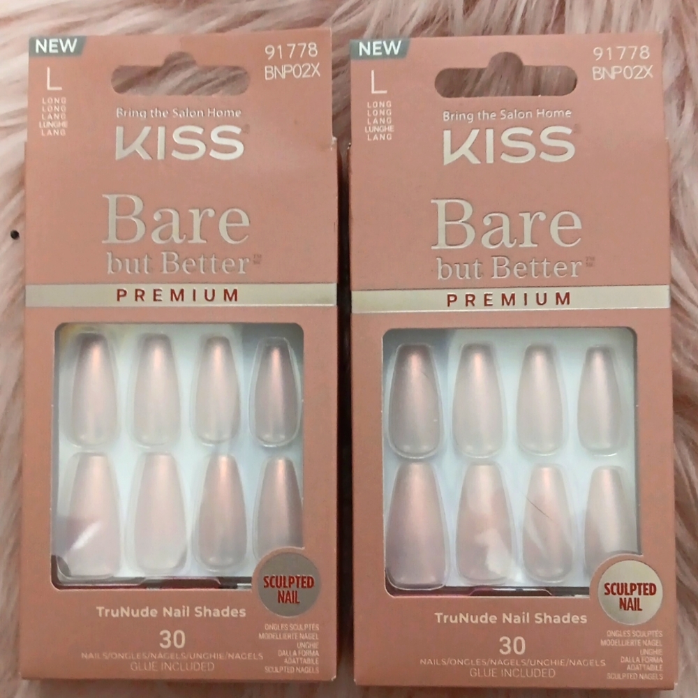 Brand New 2CT BUNDLE KISS BARE BUT BETTER PREMIUM False Nails-L